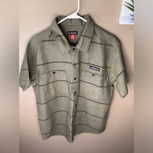 Airwalk Men’s Short Sleeve Shirt, Snap Button – Size Medium - Olive Green